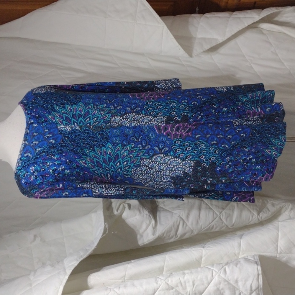 Beautiful peacock feathers tunic top/dress, sz med - Picture 5 of 16